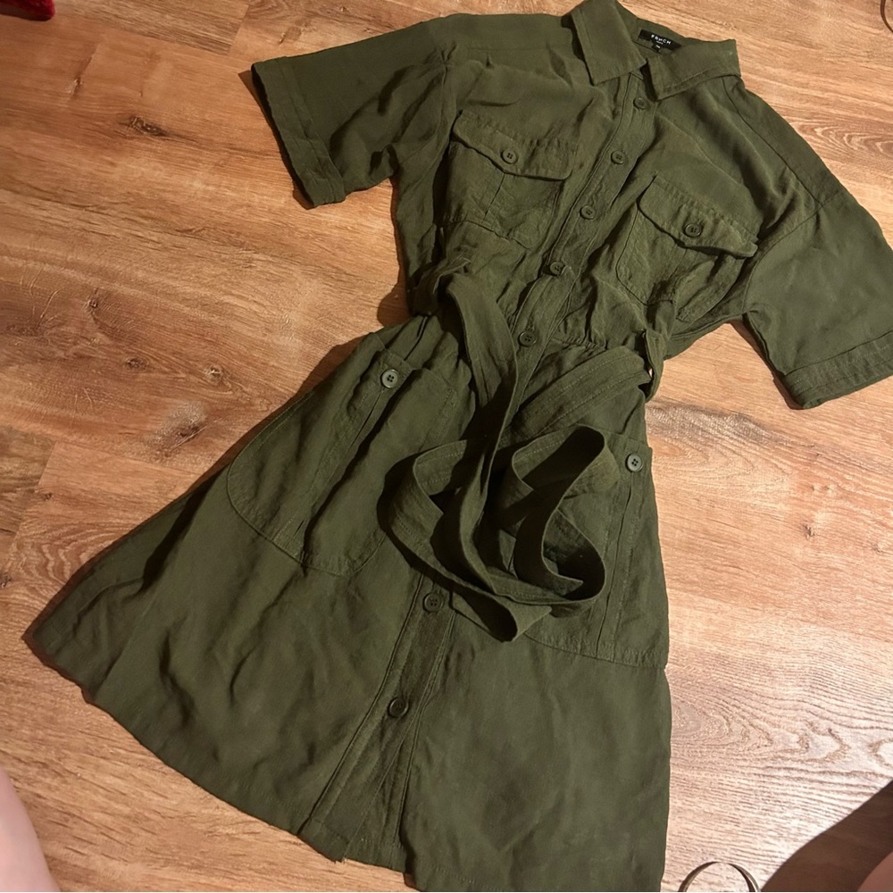 Green Collared Shirt Dress